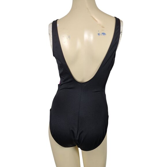 Vintage‎ Secret Solutions one piece Women's Swimsuit pink purple floral black 12 - Picture 3 of 15